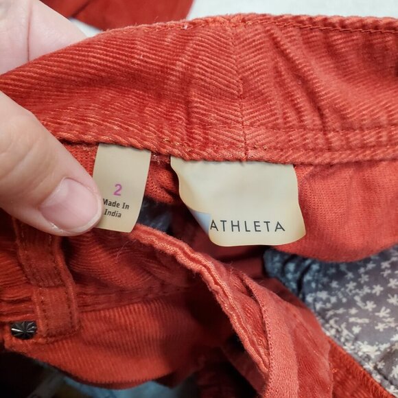 Athleta Burnt Rust Orange Thin Corduroy Straight Leg Hidden Zipper Pants Women 2 - Picture 9 of 10